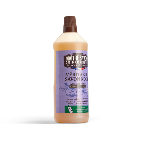 Lavender black soap with linseed oil - 1L
