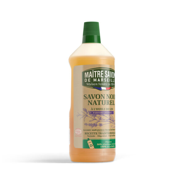 Natural lavender black soap with linseed oil - 1L